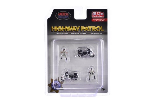 HIGHWAY PATROL FIGURE & BIKE 4PC. SET 1/64 DIECAST AMERICAN DIORAMA AD-64529MJ - Picture 6 of 6