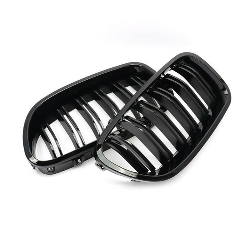 FOR BMW 5 SERIES F10 F11 M5 KIDNEY GRILLE GRILL GLOSS BLACK TWIN DUAL SLAT 10-16 - Picture 7 of 12
