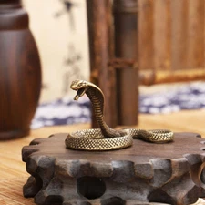 Antique Bronze Cobra Boa Snake Statue Miniature Figurines Copper Zodiac Decor