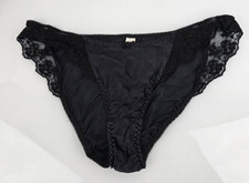 VTG Victoria's Secret 1996 Black 100 Silk Lace Panties M L Hi Cut