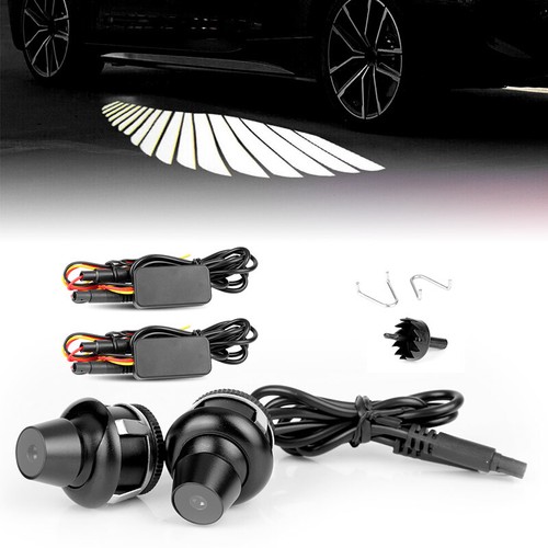 2Pcs Car Rearview Mirror Side LED Angel Wing Light Welcome Lamp Shadow Projector - Picture 12 of 13