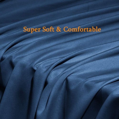 Wrinkle Resistant King Sheet Set - 1800 Thread Count Navy Microfiber Elegance - Picture 8 of 9