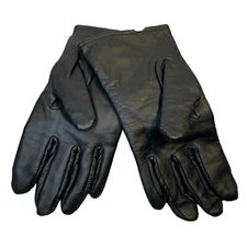 Nation Gloves Black Leather Wool Polyester Lined Size 9