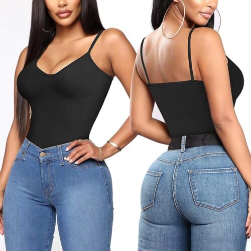 Nahtlose Damenunterhemd eingebauter Regal-BH Weste gepolstert Tankoberteil kurz Shapewear - Bild 5 von 40