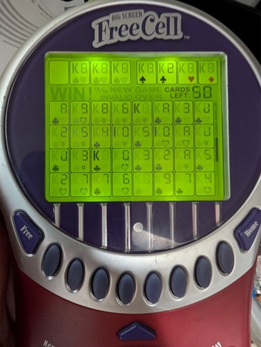 Radica Big Screen Freecell Solitaire Handheld Travel Game BACK LIGHT - TESTED - Picture 3 of 9