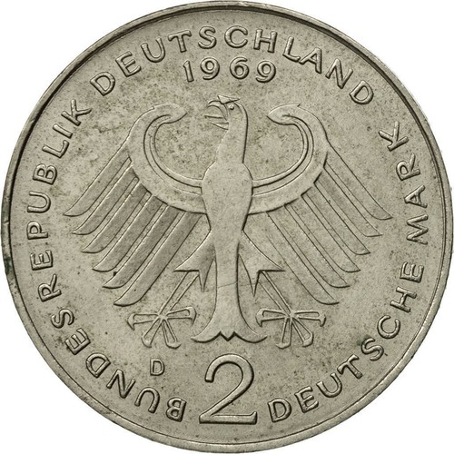 West German 2 Deutsche Mark Coin | Konrad Adenauer | KM124 | 1969 - 1987 - Picture 11 of 12