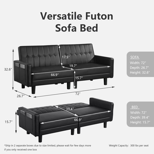 Convertible Sleeper Sofa Bed Couch Pull out Futon Sofas Home Recliner Couches - Picture 63 of 84