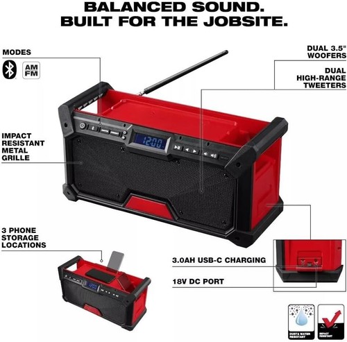 Milwaukee M18 Jobsite Radio and Bluetooth Speaker (2952-20) - Picture 5 of 5