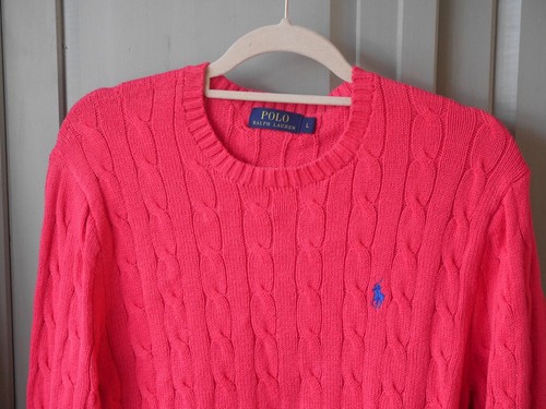 Jumper Crew Cable Lauren Sweater Neck Ralph Pink Mens Knit Top L tX0OWxZqxw