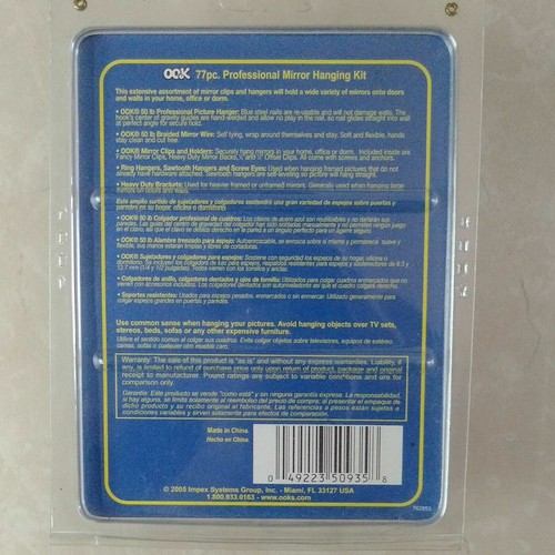 Pro Mirror Hanging Kit OOK 77 Pieces 50935 Hangs 9 Mirrors 50 Lb Hanger - Picture 11 of 12