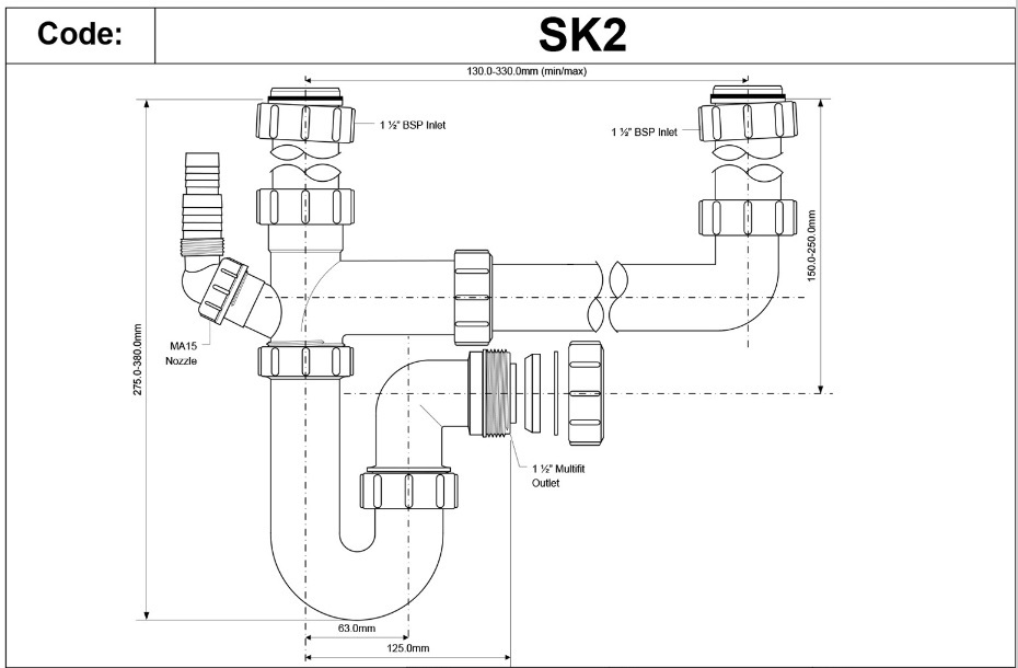 mcalpine white kitchen sink waste and plug