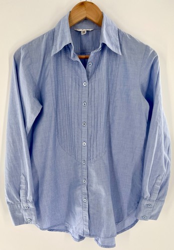 CAbi Women's XS Chambray Pintuck Button Up Top 100% Cotton Long Sleeve - Picture 1 of 17