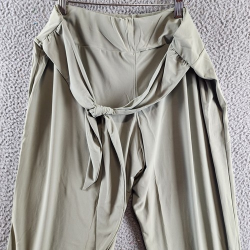 NY Collection Petite Cropped Solid Pull On Pants with Sash Women's PXL Oil Green - Picture 16 of 16