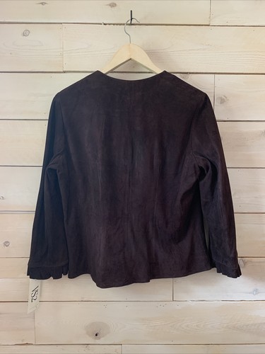 NWT VS2 Leather Jacket Brown Suede Frill sz L - Picture 5 of 5