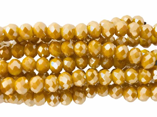 Crystal Spacer Beads Opaque Mustard Luster 4mm Rondelle Qty: 62 - Picture 2 of 2