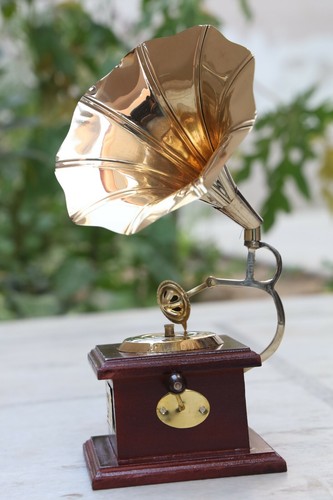 Traditional Handmade Brass Dummy Gramophone Antique Vintage Gift for Home decor - Picture 3 of 4