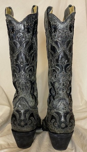 Corral Inlay Embroidery Studs Western Cowgirl Boots Snip Toe A1102 Women's 10 - Picture 5 of 15