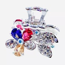 FLOWER Hair Claw Jaw Clip use Swarovski Crystal Hairpin Elegant Mhlti Color S71