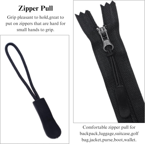 Nylon Coil Zipper 4 Inch 20 Pcs Black Zipper,With 10 Pcs Black Zipper Pull,Zippe - Picture 4 of 6