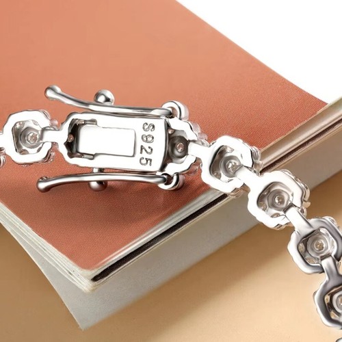 Full D VVS1 Moissanite Tennis Bracelet Flower Shape Chain 925 Sterling Silver - Picture 13 of 13
