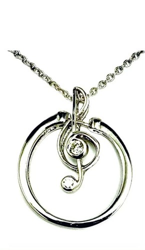 R0913 Two-In-One  Sterling Silver Ring,& Pendant Musical Note - Picture 1 of 3