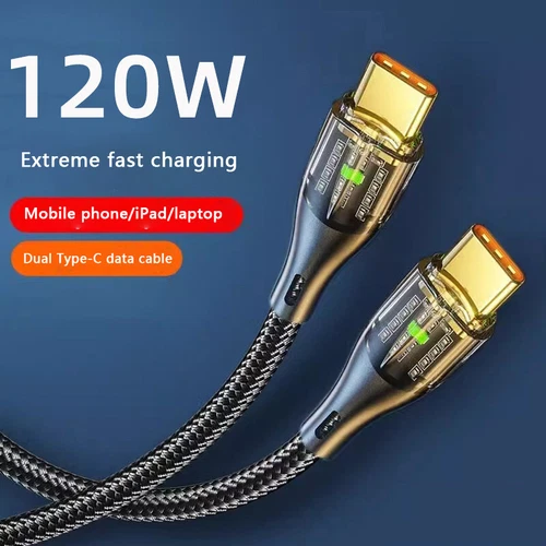 Cavo Type-C Trasparente 120W Ricarica Rapida Cavo USB-C 1M 2M Smartphone
