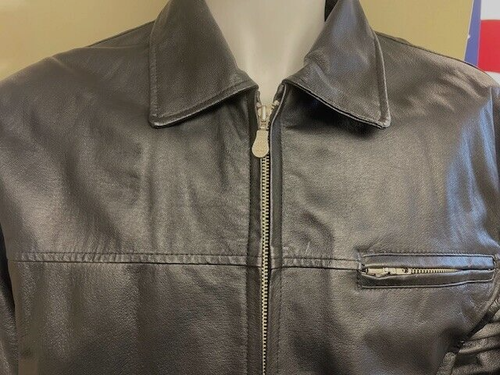 Roundtree & Yorke Mens Large Black Leather Jacket Lining & Filler for Warmth - Picture 2 of 6