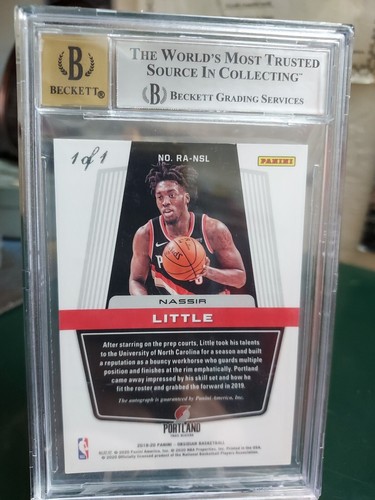 2020 Panini Obsidian Nassir Little Portland Trailblazers White Mojo Auto RC #1/1 - Picture 2 of 5