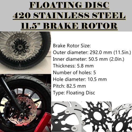 Floating 11.5" Rear Brake Rotor for Harley Dyna Super Glide FXD Sportster 87-99 - Picture 7 of 7