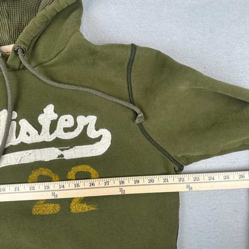 Vintage Y2K Hollister Hoodie Mens Medium Green Thermal Surf Sweatshirt Preppy - Picture 6 of 17