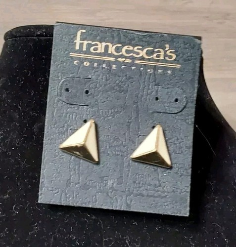 Orecchini a perno Francesca triangoli oro bianco 1/2'' stile anni 80/90 traforati - Foto 4 di 4