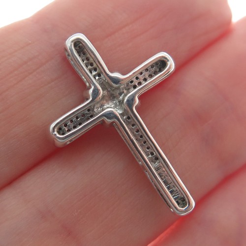925 Sterling Silver Real White Diamond Cross Slide Pendant - Bild 2 von 6