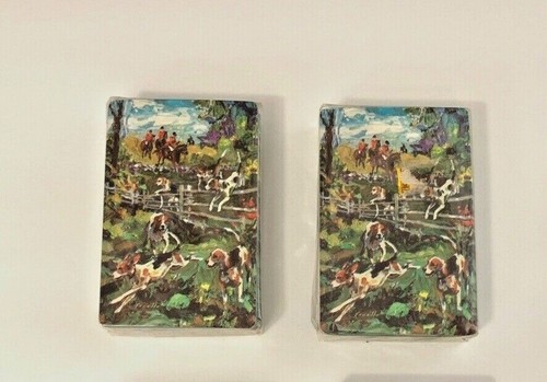 Rare Vintage Stardust Playing Cards SEALED Plastic Coated Hunting Dogs 2 Decks - Picture 3 of 3