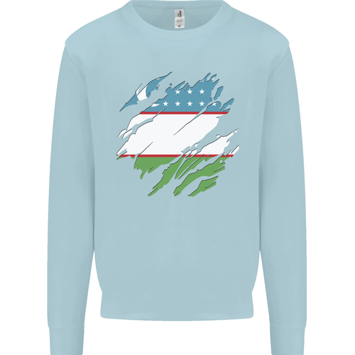 Torn Uzbekistan Flag Ukbek Day Football Kids Sweatshirt Jumper - Picture 12 of 12