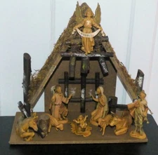 VTG FONTANINI Nativity Manger. 10 items. Italian. V. Good.  Buy For Christmas!