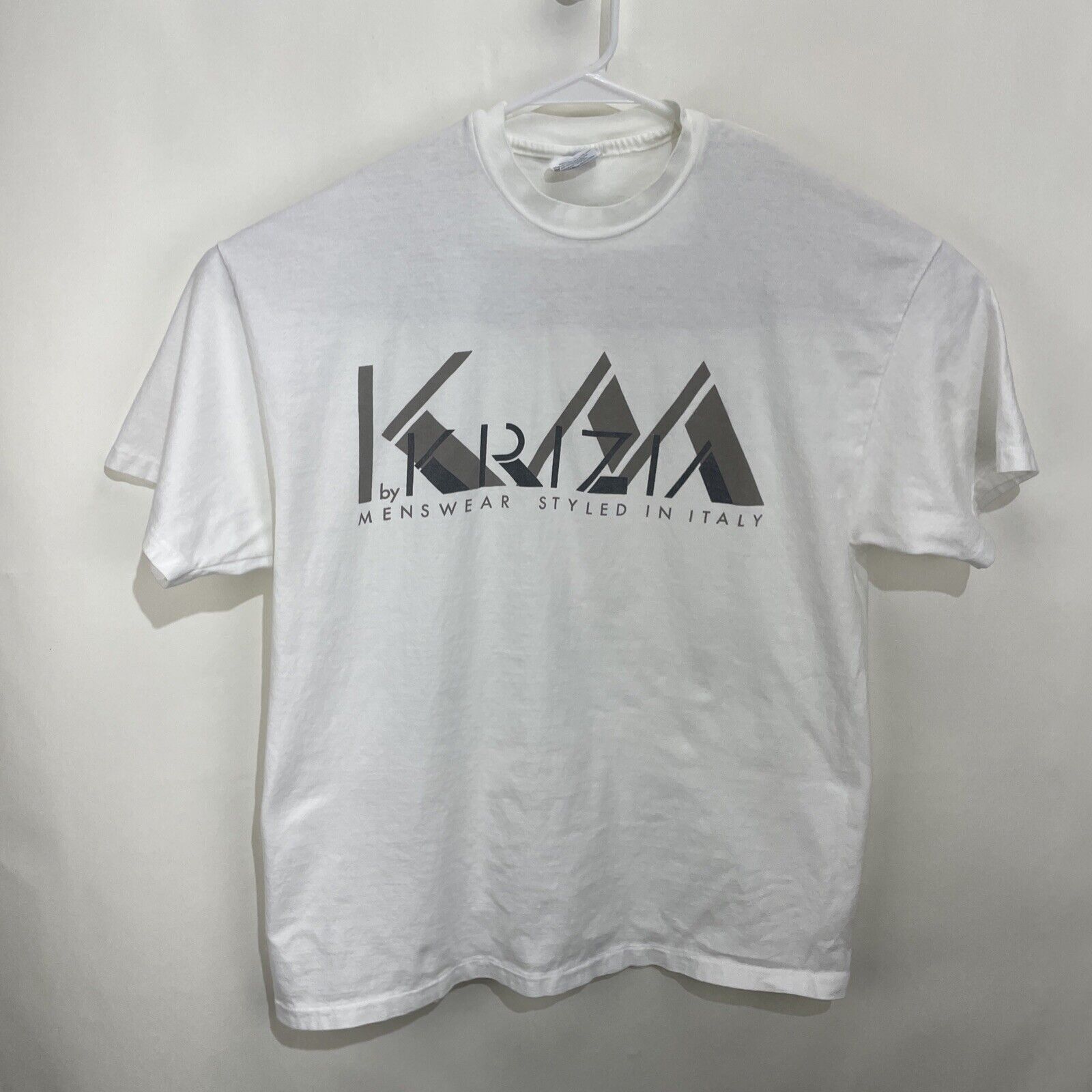 Vintage KRIZIA by Men's Wear SINGLE STITCH T-SHIRT Styled in Italy MENS XL White