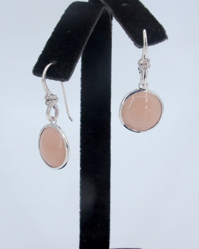 Sterling Silver IPPOLITA Lollipop Rose Quartz Diamonds Dangle Earrings*******