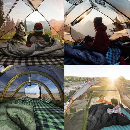 Flannel Double Sleeping Bag for 2 Adults - XXL Queen Size - Cold Weather Camping - Picture 10 of 11