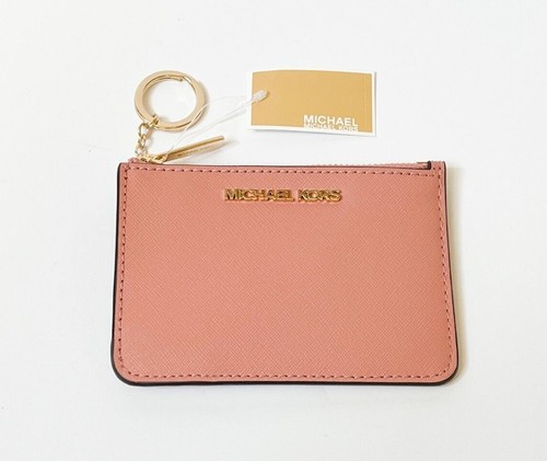 MICHAEL KORS JET SET TRAVEL S COINPOUCH ID HOLDER LEATHER WALLET PINK ROSE - Picture 7 of 9