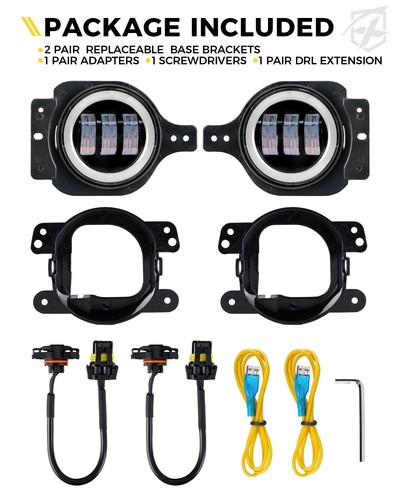 Luz antiniebla LED ámbar halo redondo de 4" para Wrangler JL Unlimited Sport Rubicon Sahara - Imagen 7 de 8