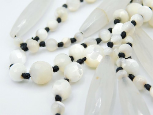 Signed CL Chan Luu 925 Sterling Silver Quartz Faceted Bead Knotted Long Necklace - Picture 5 of 9