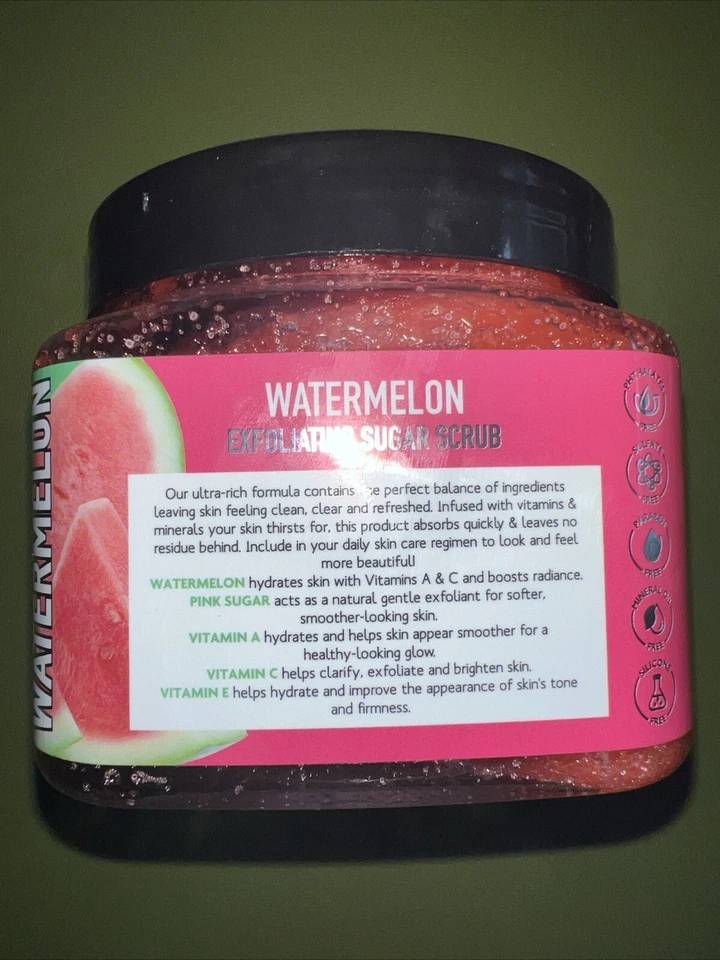 THE SPATHECARY WATERMELON EXFOLIATING SUGAR BODY SCRUB W/ VITAMIN A, C, E 21.OZ - Image 2 of 3