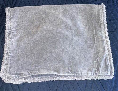 2 Crate and Barrel Pillow Covers Washable Velvet Dusty Gray 16 x 26 Fringe Soft - Picture 5 of 7