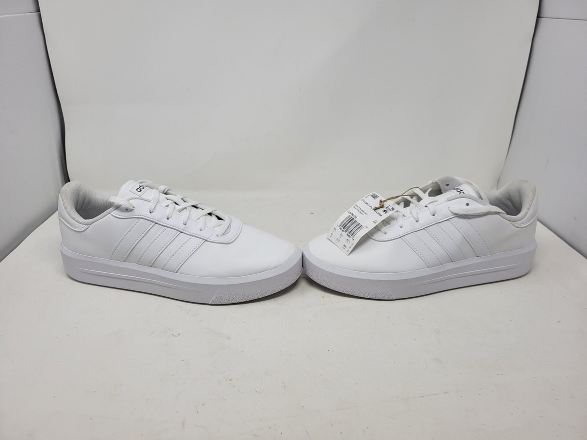 New Women's White Adidas Court Platform Skateboarding Shoes