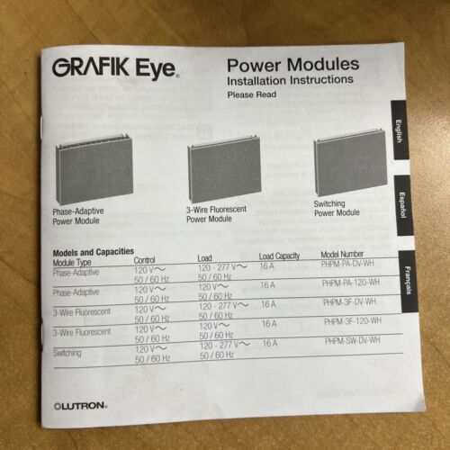 Lutron PHPM-3F-120-WH GRX3000/4000QS Grafik Eye Power Module *New in Box* - Bild 5 von 10