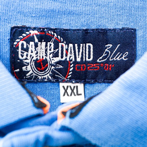 Camp David 2XL Herren Polohemd Kurzärmelig Stickerei Baumwolle Freizeit Blau Top - Bild 4 von 7