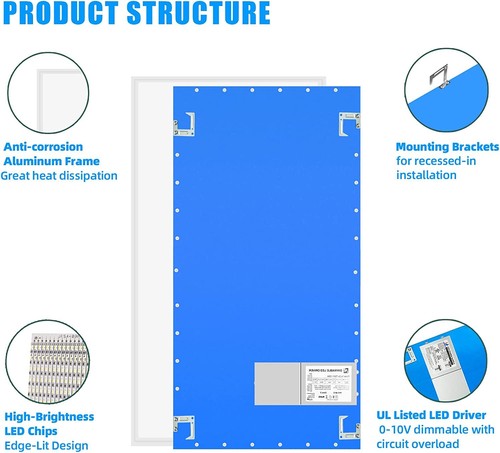 LED 2x4 FT Flat Panel Light Fixture, 2x2 FT Drop Ceiling LED Lights, AC100-277V - Picture 36 of 48