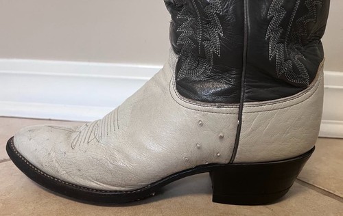 Vintage Justin Boots Men's Ostrich Leather Gray Cowboy Western Size 8D, J 7232 - Bild 9 von 15