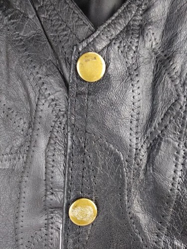 Hunters Ridge Vest Mens Large Black Patchwork Solid Genuine Leather NWT - Picture 6 of 8