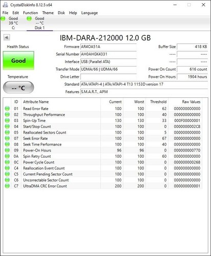 IBM 12GB DARA-212000 2.5" Laptop IDE ATA PATA Hard Drive 12.07GB 100% Health - Picture 5 of 5